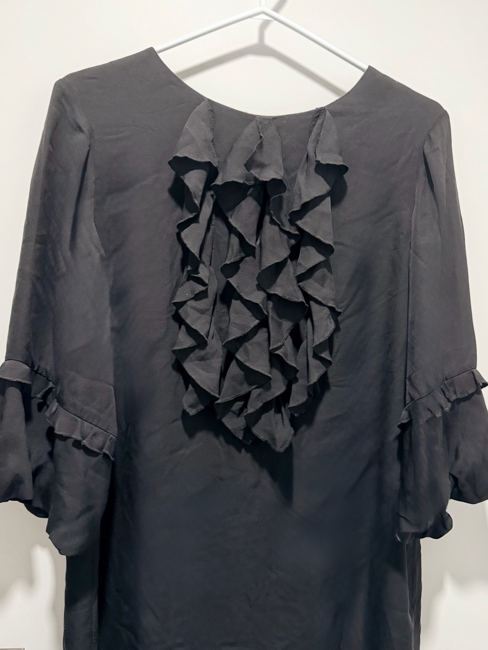 Uterque Black Ruffle-Front Tunic Dress - Picture 3 of 4